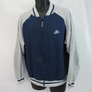 Vintage Nike Full Zip Sweatshirt Men's Size L Navy Blue & Gray Large Track Coat